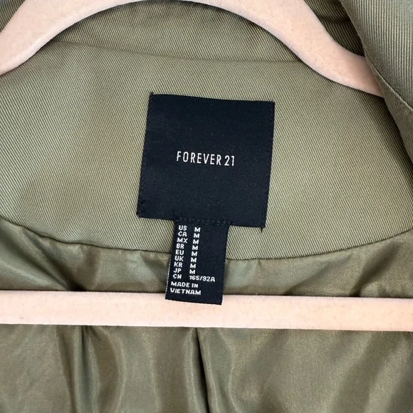 Forever 21 Green Trench Coat - Picture 5 of 6